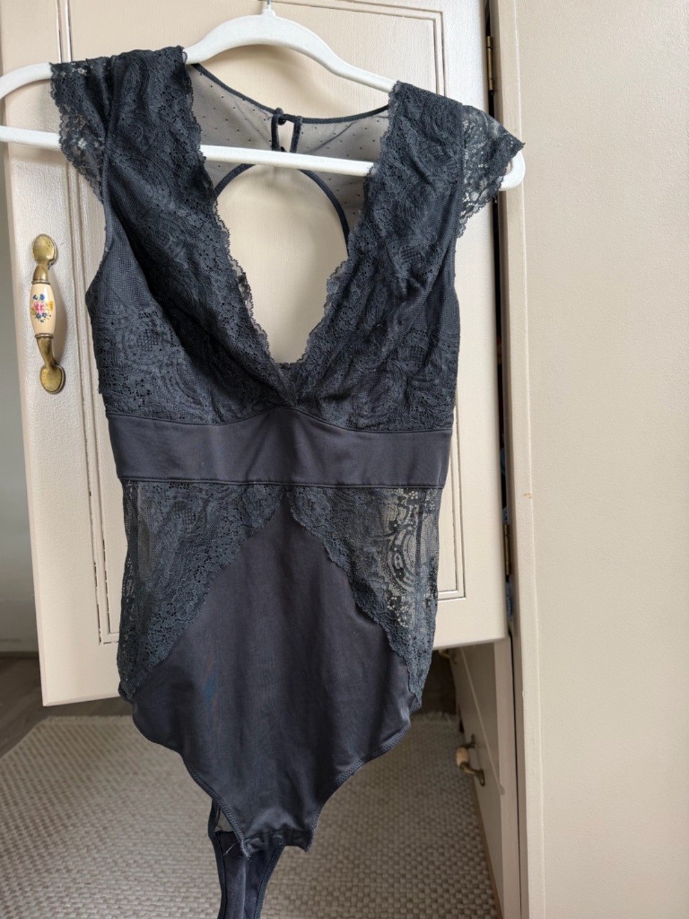 Women's Black Lace Bodysuit